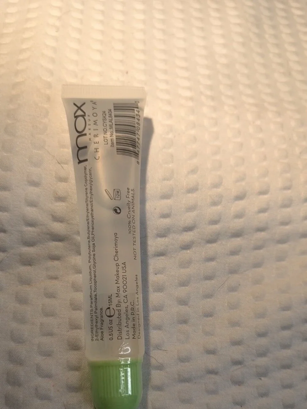 Max Makeup Ultra Shine Clear Jelly Aloe Lip Gloss - Clear with Green Cap